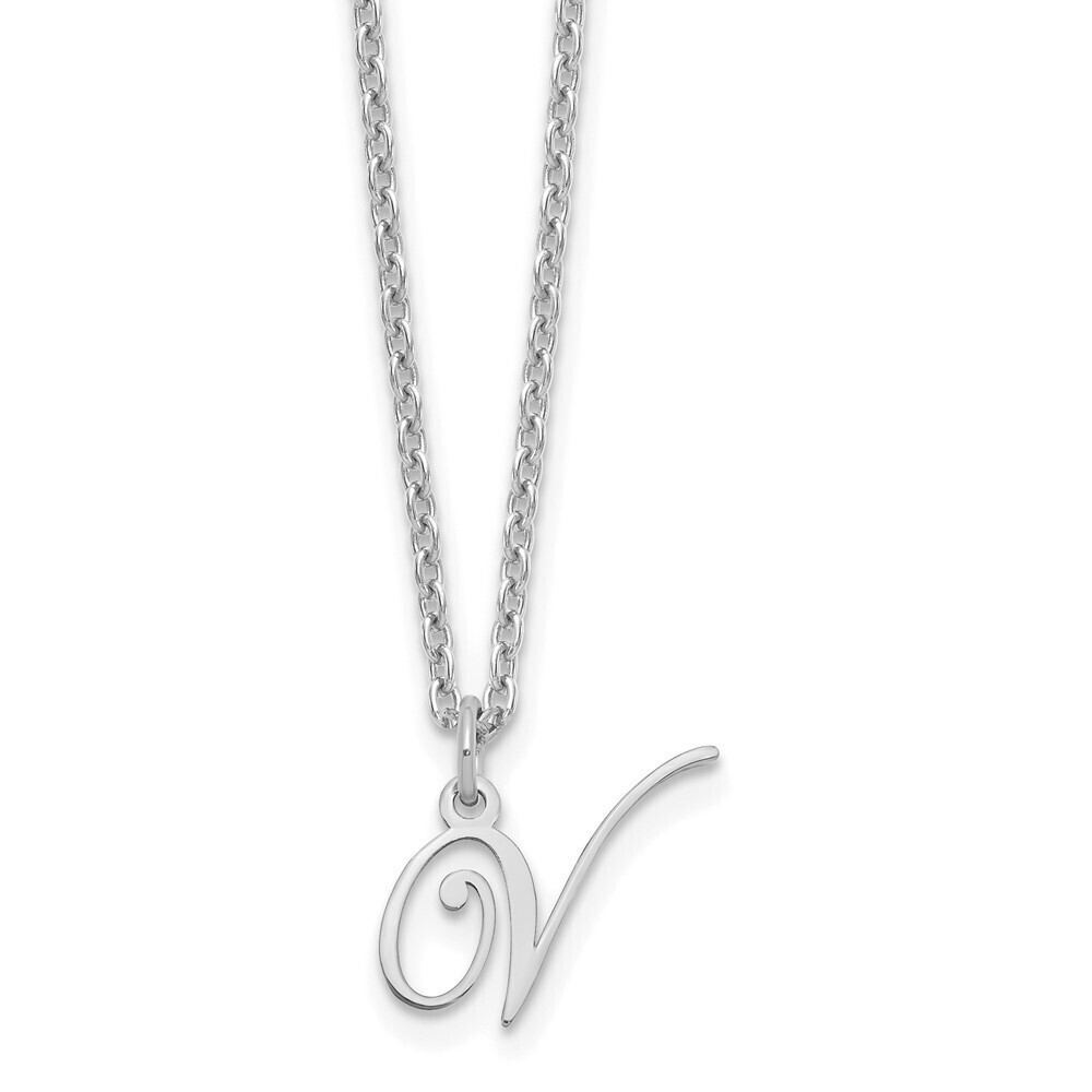 Kazi Luxury Sterling Silver Rhodium-plated Letter V Initial Necklace